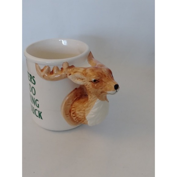 Vtg Buck Deer Mug Hunters Will Do Anything For a Buck Hunting Mug (shelf) - Picture 3 of 8